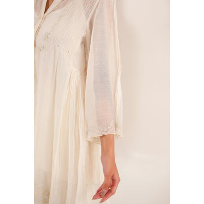 Tatwa Designs Women Ivory Cotton Solid Co-Ord Set