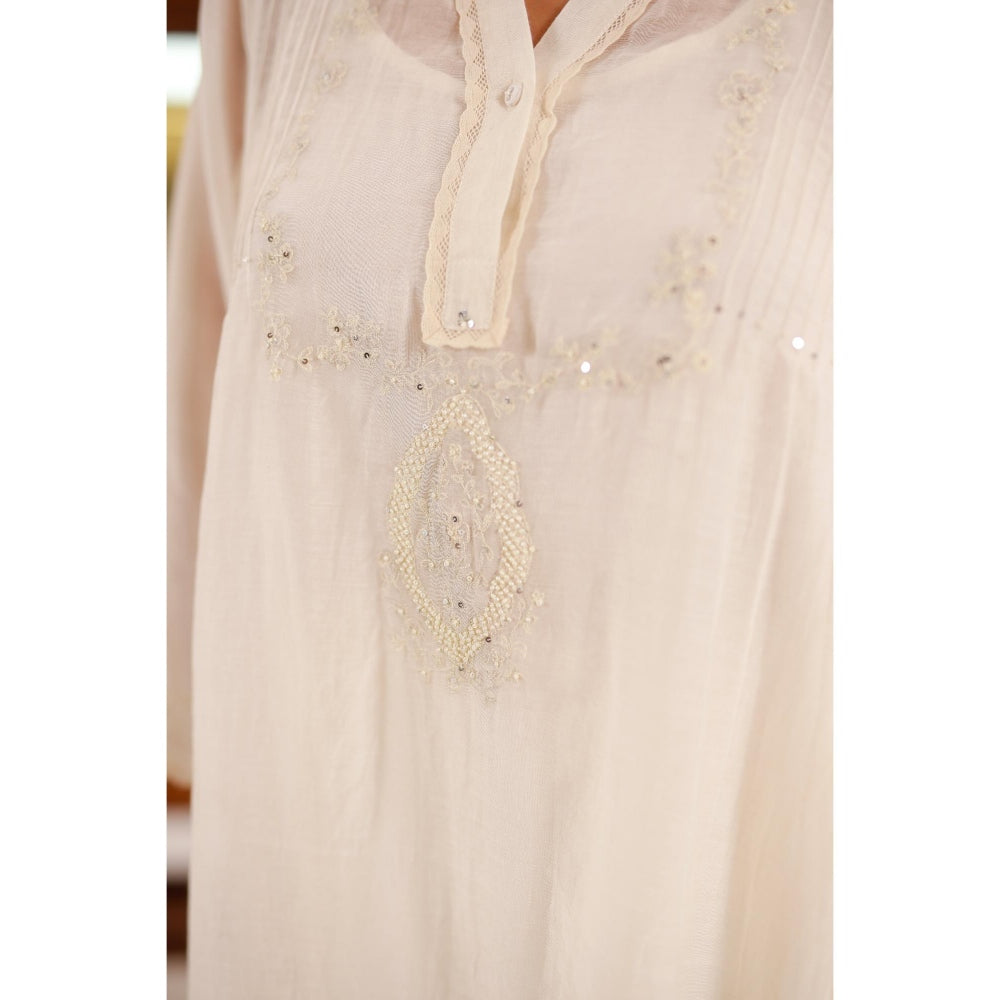 Tatwa Designs Women Ivory Cotton Solid Co-Ord Set