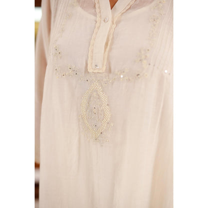 Tatwa Designs Women Ivory Cotton Solid Co-Ord Set
