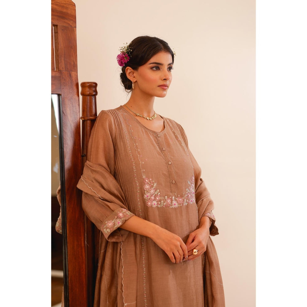 Tatwa Designs Women Brown Kurta with Pant and Dupatta