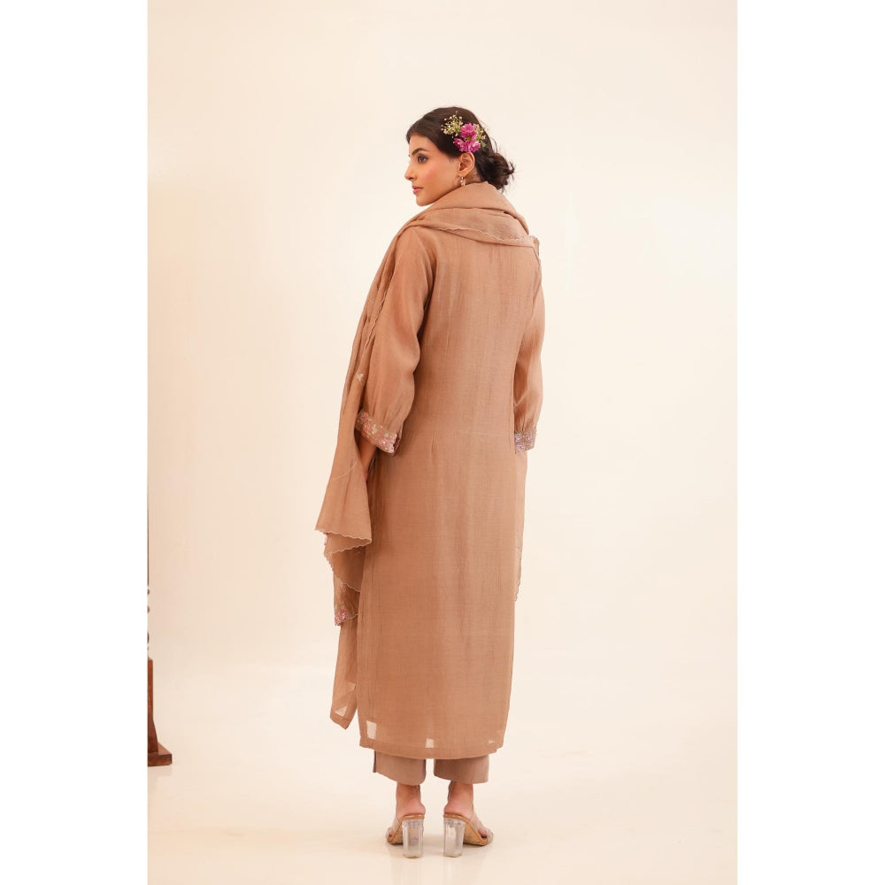 Tatwa Designs Women Brown Kurta with Pant and Dupatta