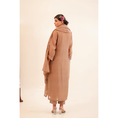Tatwa Designs Women Brown Kurta with Pant and Dupatta