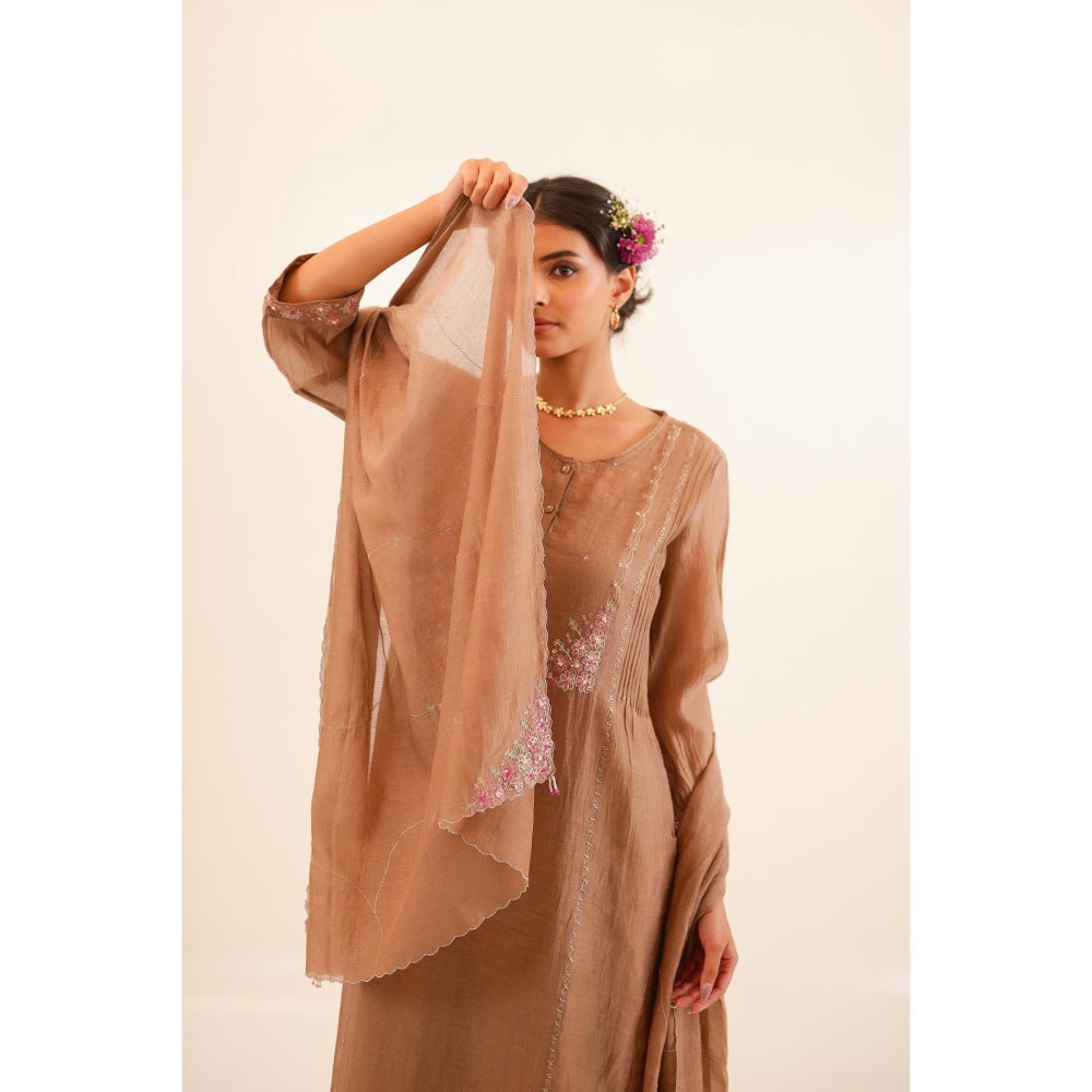 Tatwa Designs Women Brown Kurta with Pant and Dupatta