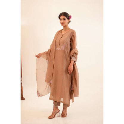 Tatwa Designs Women Brown Kurta with Pant and Dupatta
