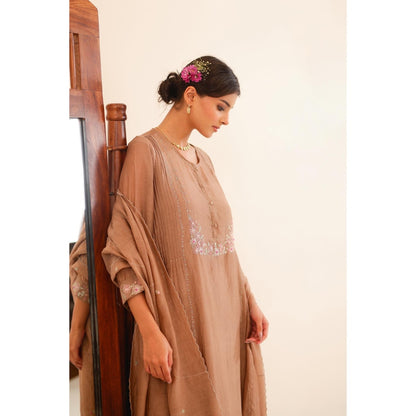 Tatwa Designs Women Brown Kurta with Pant and Dupatta
