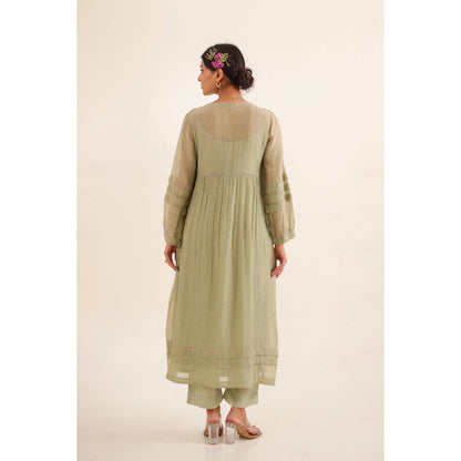 Tatwa Designs Women Green Kurta with Pant and Dupatta
