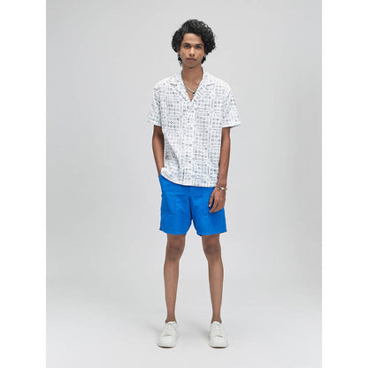 TERRA LUNA Palawan Moon Print Casual Shirt- White