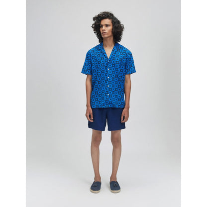 TERRA LUNA Palawan Mega Moon Bloom Casual Shirt - Cosmic Blue