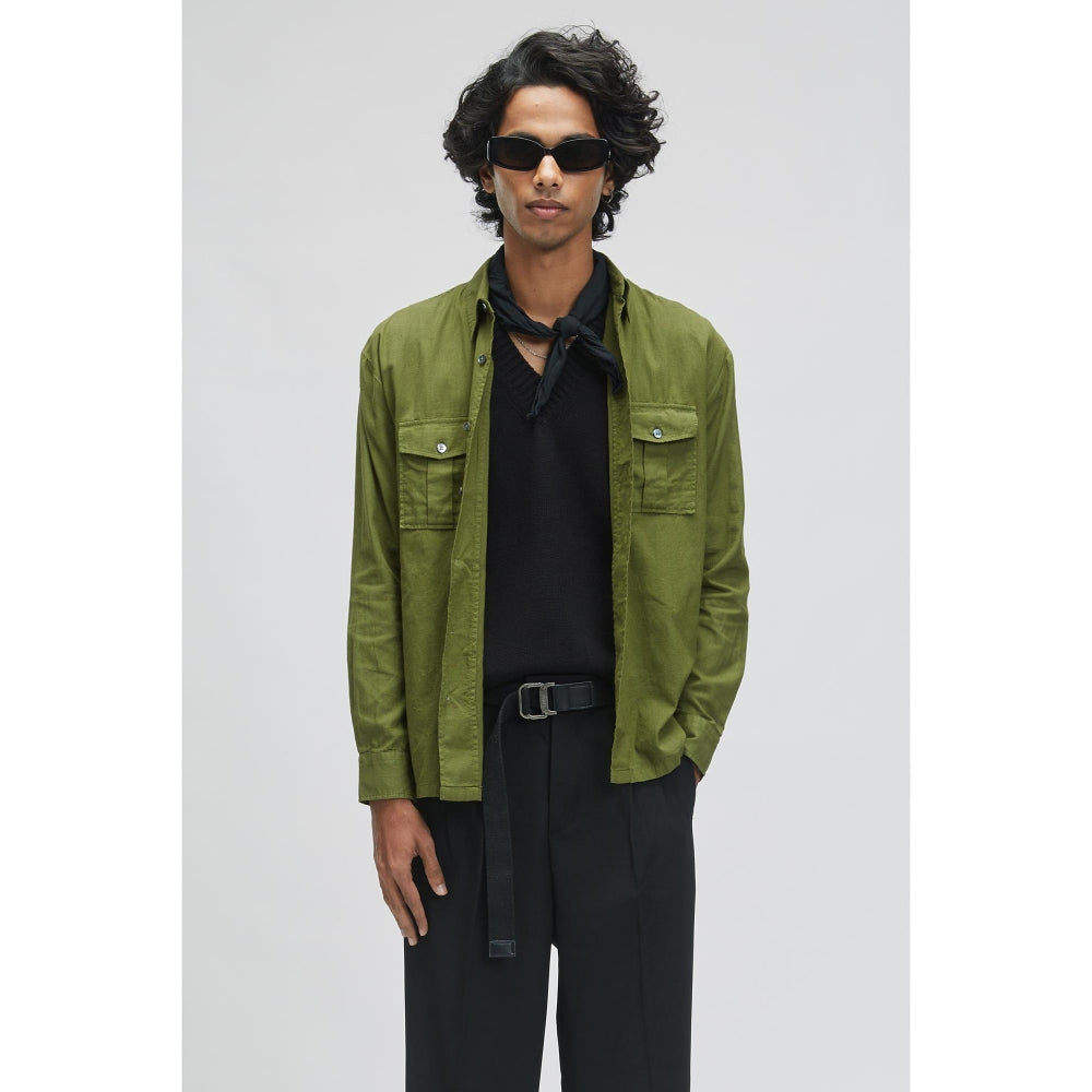 TERRA LUNA Bellatrix Olive Casual Shirt