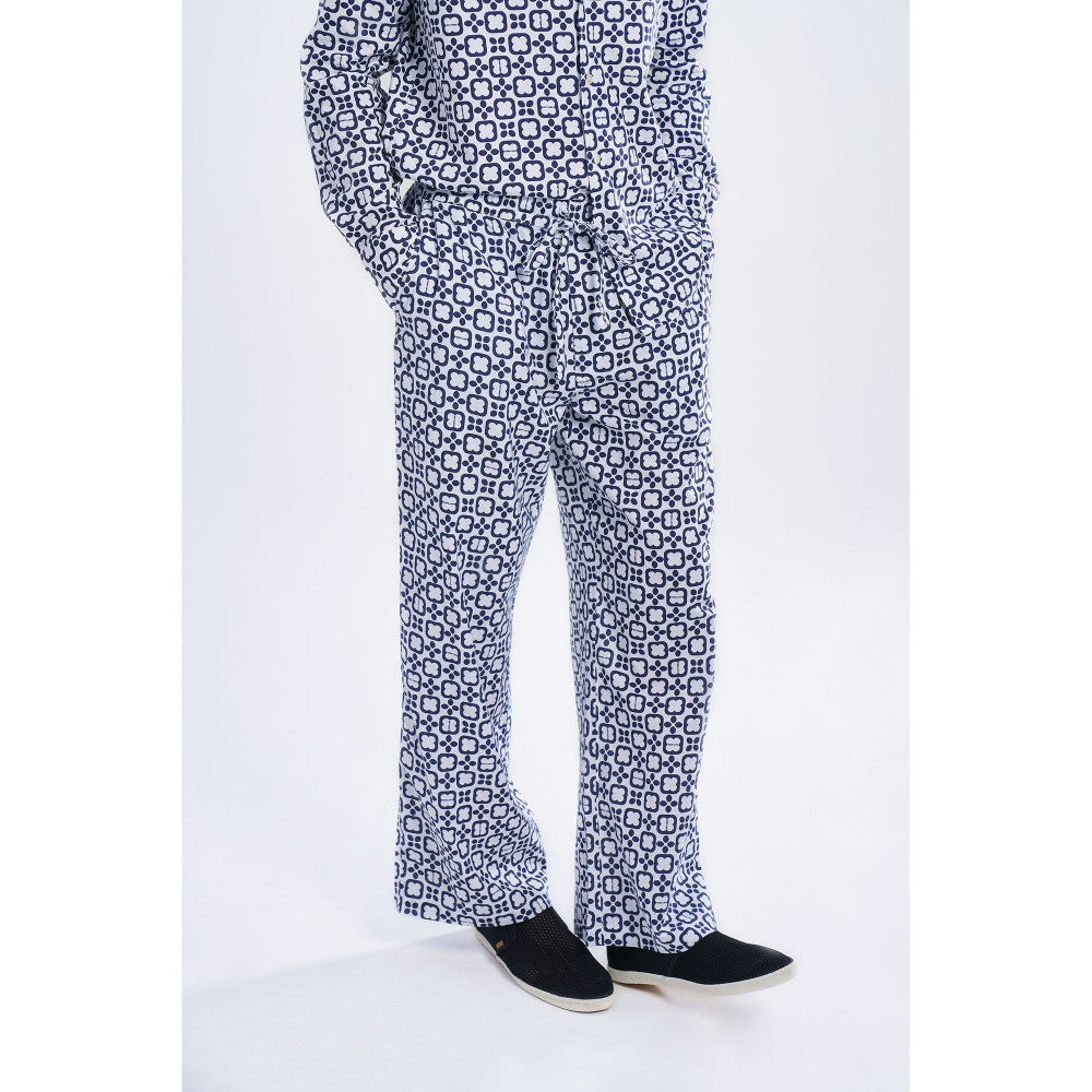 TERRA LUNA Comet Check Blue Tao Casual Trousers