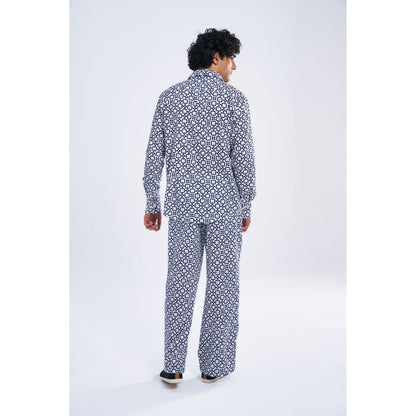 TERRA LUNA Comet Check Blue Tao Casual Trousers