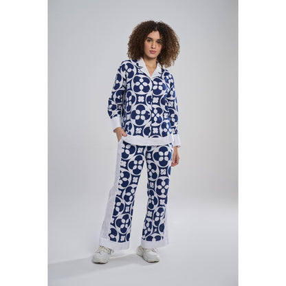 TERRA LUNA Women's Blue Java 100% Cotton Full Sleeve Shirt