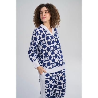 TERRA LUNA Women's Blue Java 100% Cotton Full Sleeve Shirt