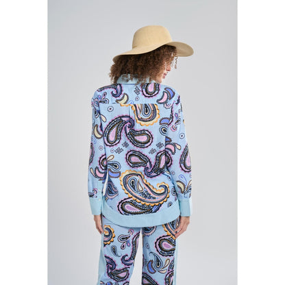 TERRA LUNA Women's Blue Java 100% Cotton Full Sleeve Shirt