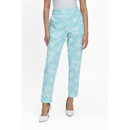 TERRA LUNA Blue Printed Doda Pant