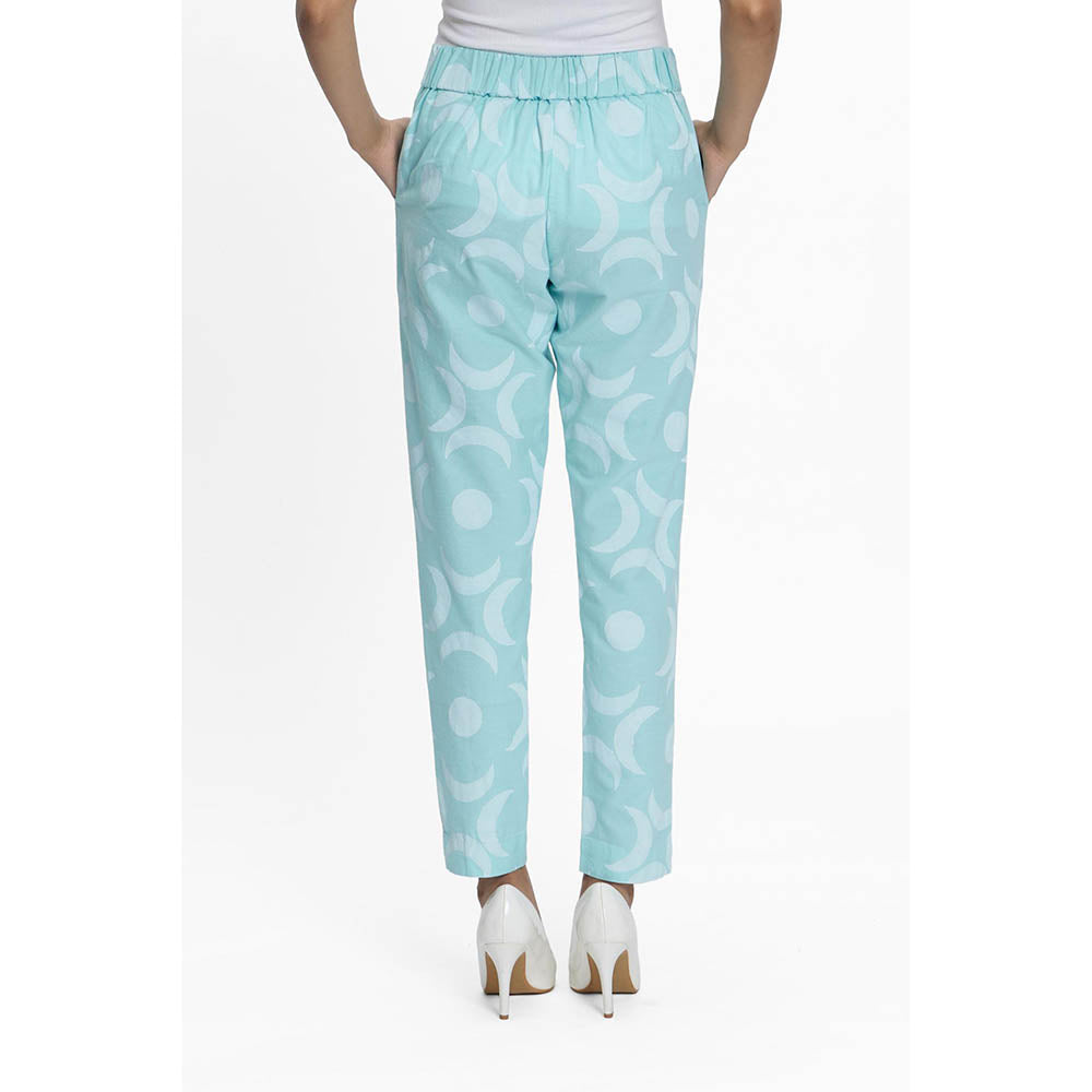 TERRA LUNA Blue Printed Doda Pant