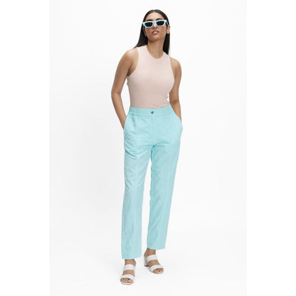 TERRA LUNA Blue Solid/Plain Naipan Pant
