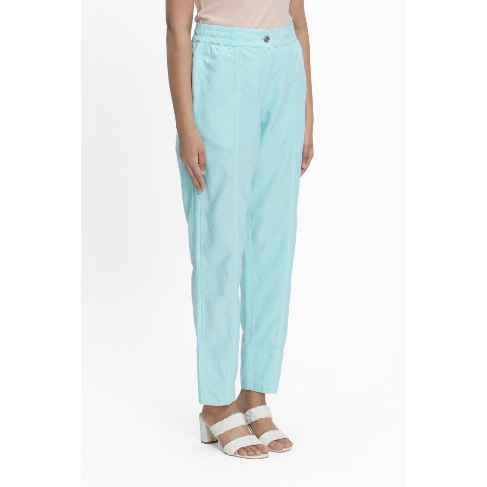 TERRA LUNA Blue Solid/Plain Naipan Pant