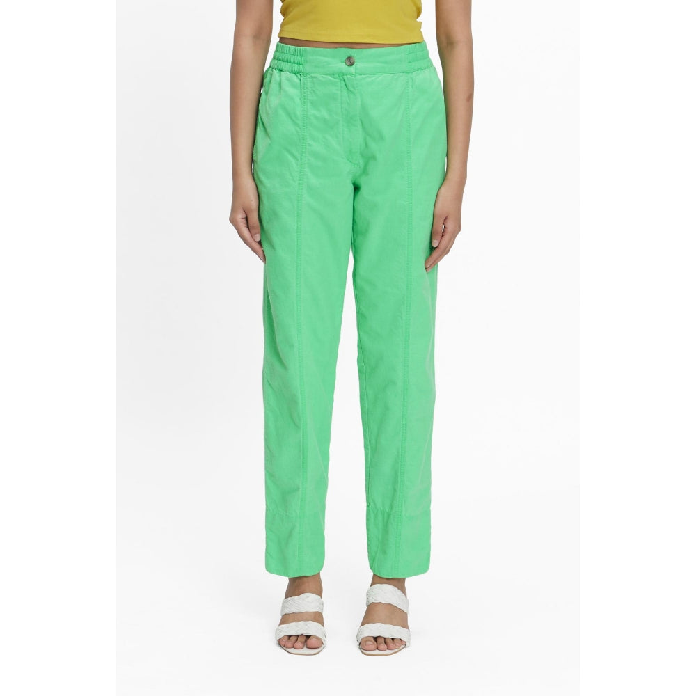 TERRA LUNA Green Solid/Plain Naipan Pant
