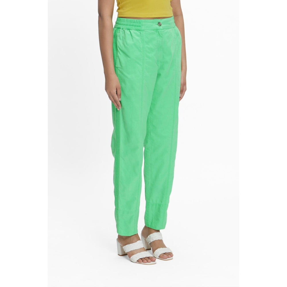 TERRA LUNA Green Solid/Plain Naipan Pant