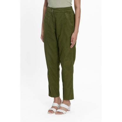 TERRA LUNA Olive Solid/Plain Naipan Pant