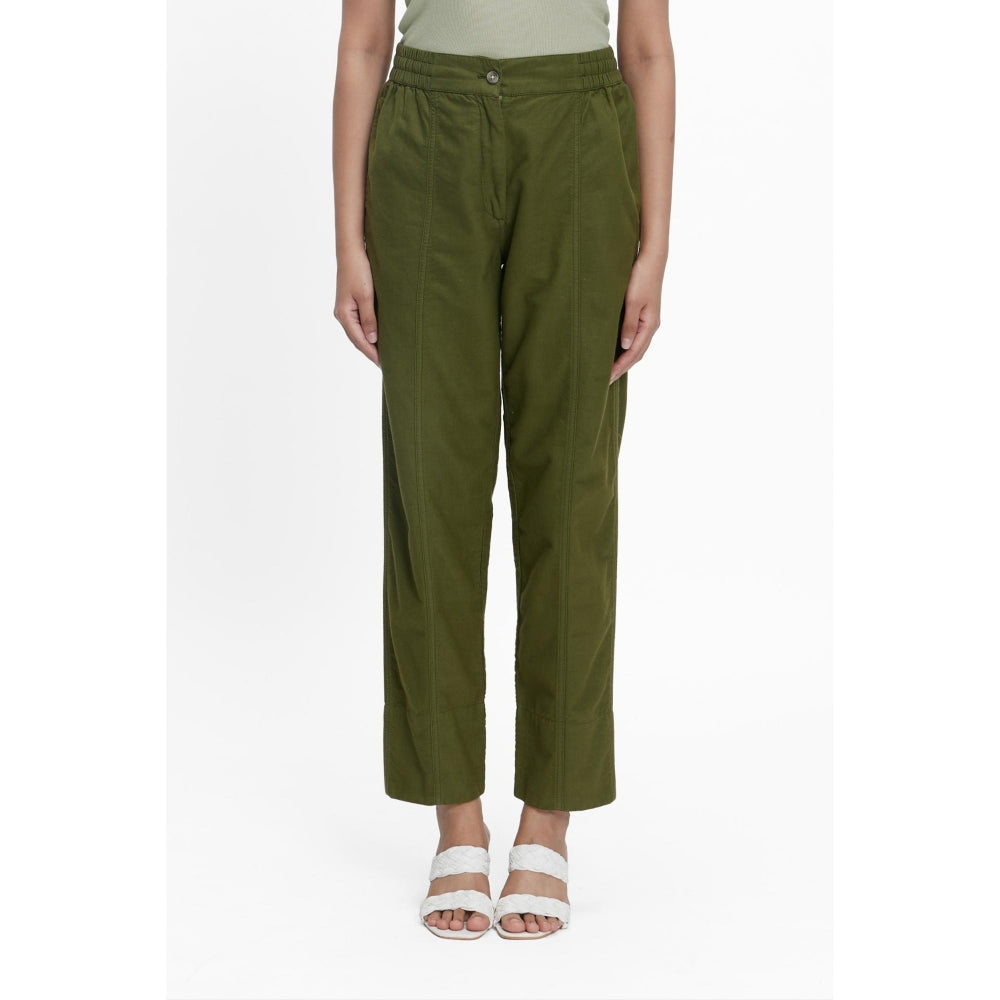 TERRA LUNA Olive Solid/Plain Naipan Pant