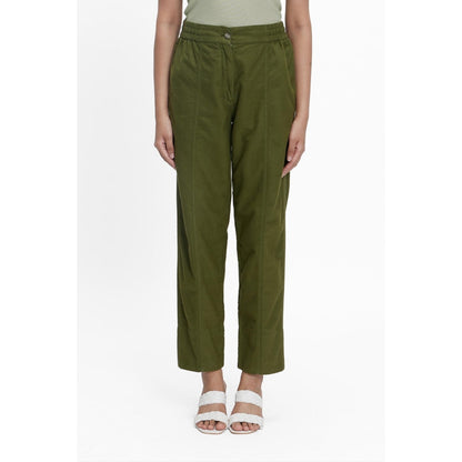 TERRA LUNA Olive Solid/Plain Naipan Pant