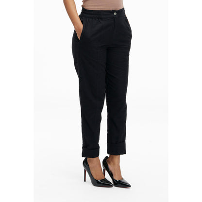 TERRA LUNA Black Solid/Plain Naipan Pant