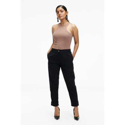 TERRA LUNA Black Solid/Plain Naipan Pant