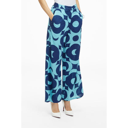 TERRA LUNA Blue Printed Nova Pant