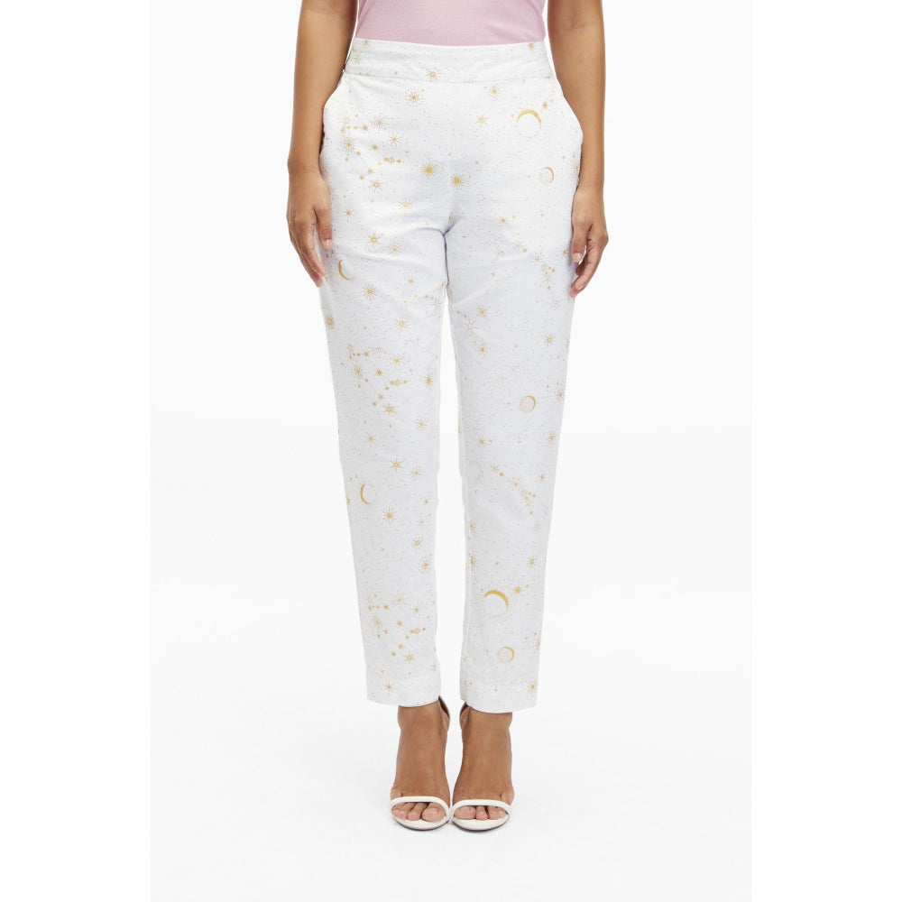 TERRA LUNA White Printed Doda Pant