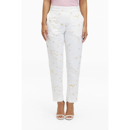 TERRA LUNA White Printed Doda Pant