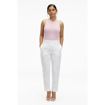 TERRA LUNA White Printed Doda Pant