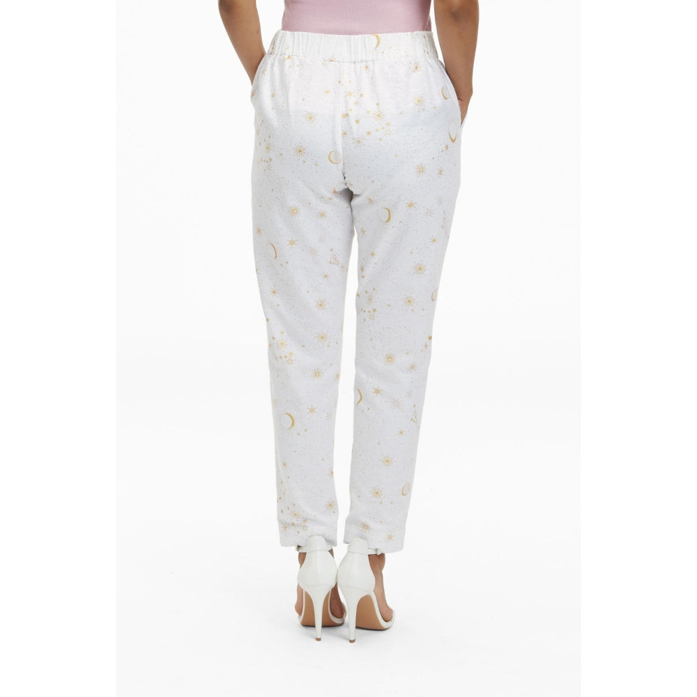 TERRA LUNA White Printed Doda Pant