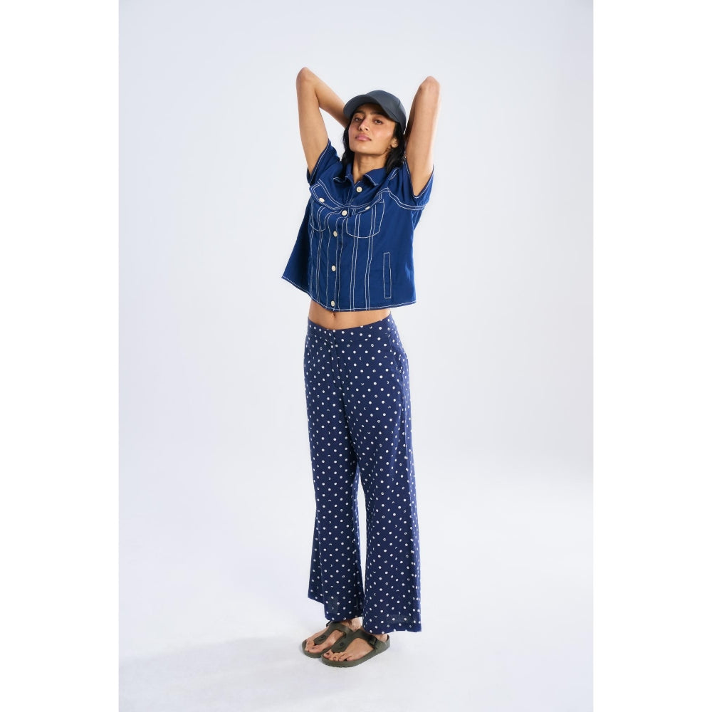 TERRA LUNA Blue Printed Nova Pant