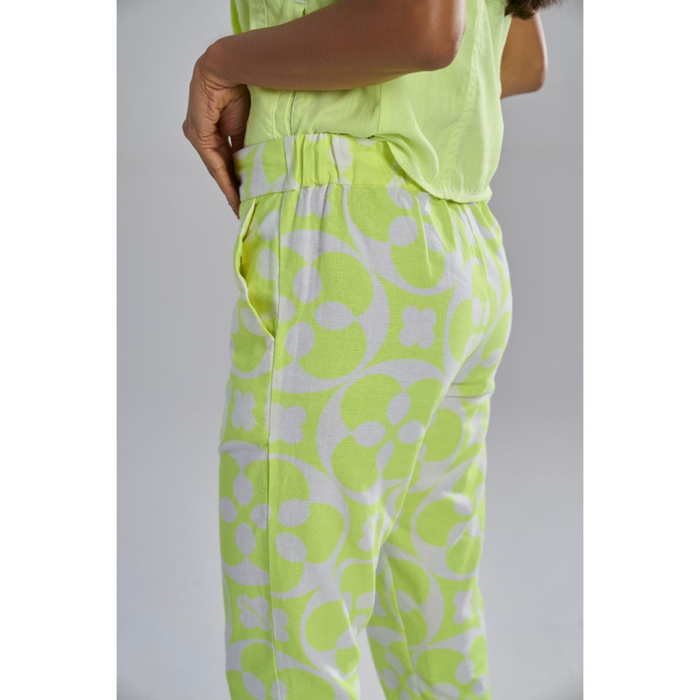 TERRA LUNA Yellow Printed Doda Pant