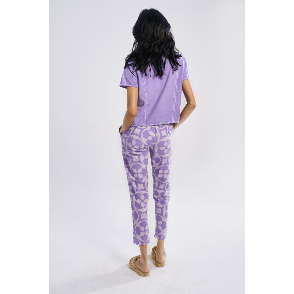 TERRA LUNA Lavender Printed Doda Pant