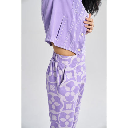 TERRA LUNA Lavender Printed Doda Pant