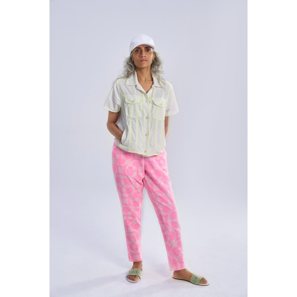 TERRA LUNA Pink Printed Doda Pant