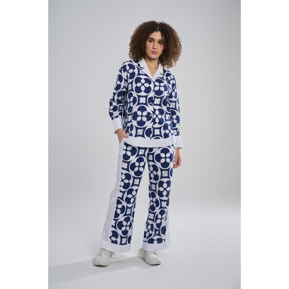 TERRA LUNA Blue Printed Jolo Pant