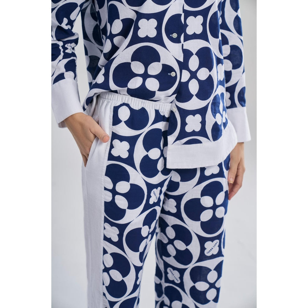 TERRA LUNA Blue Printed Jolo Pant