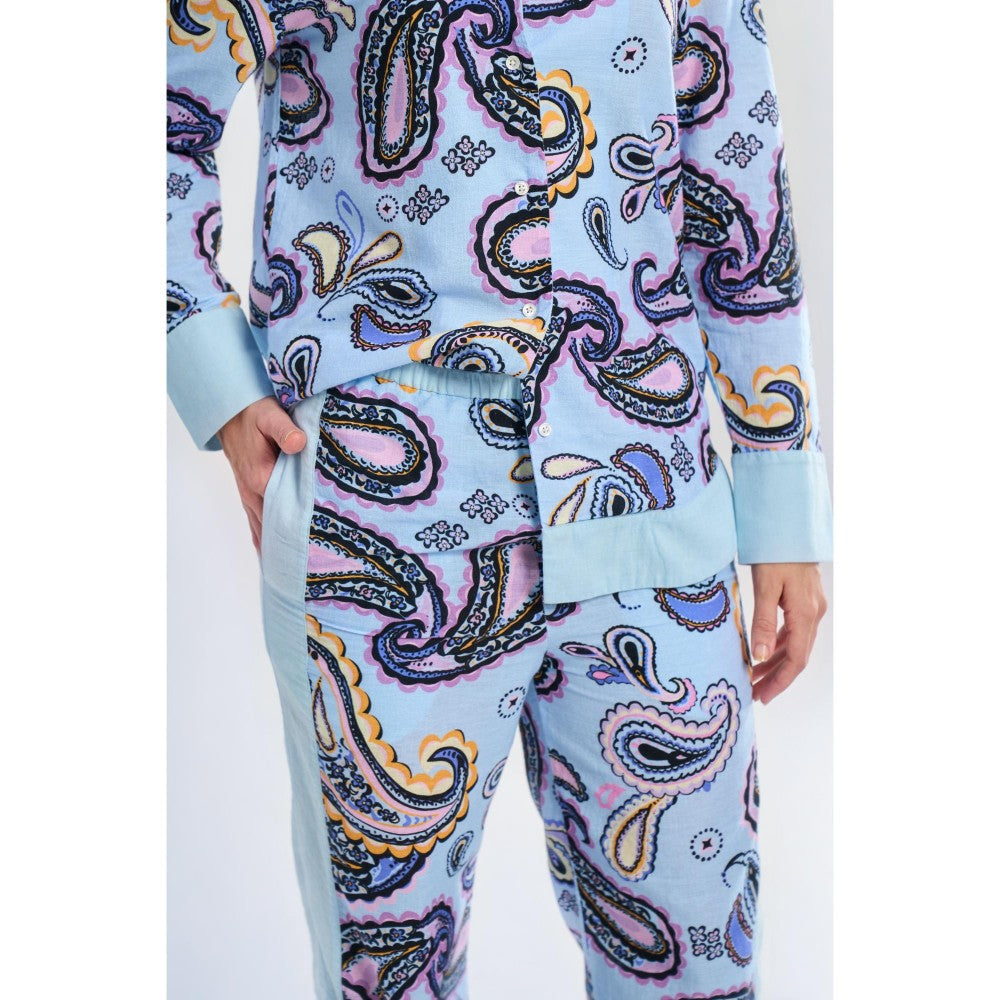 TERRA LUNA Blue Printed Jolo Pant