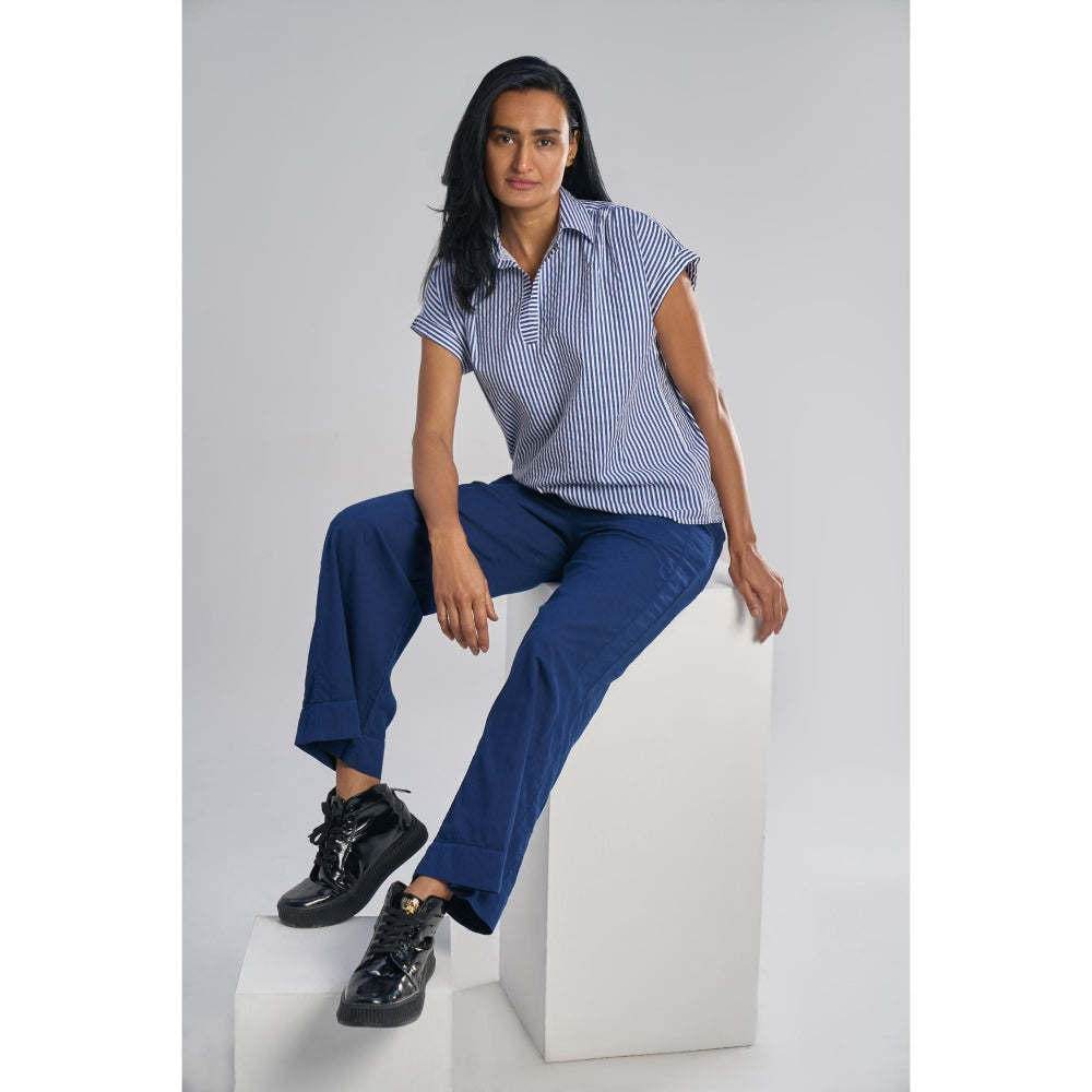 TERRA LUNA Blue Solid/Plain Jolo Pant