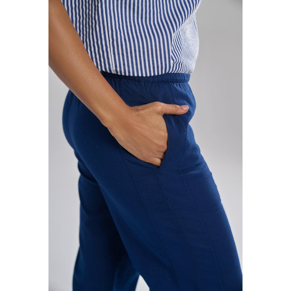 TERRA LUNA Blue Solid/Plain Jolo Pant