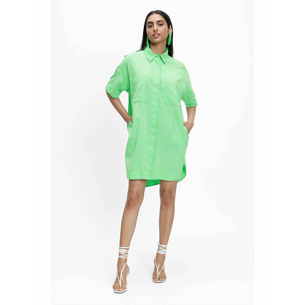 TERRA LUNA Ariara Green Solid Dress