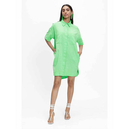 TERRA LUNA Ariara Green Solid Dress