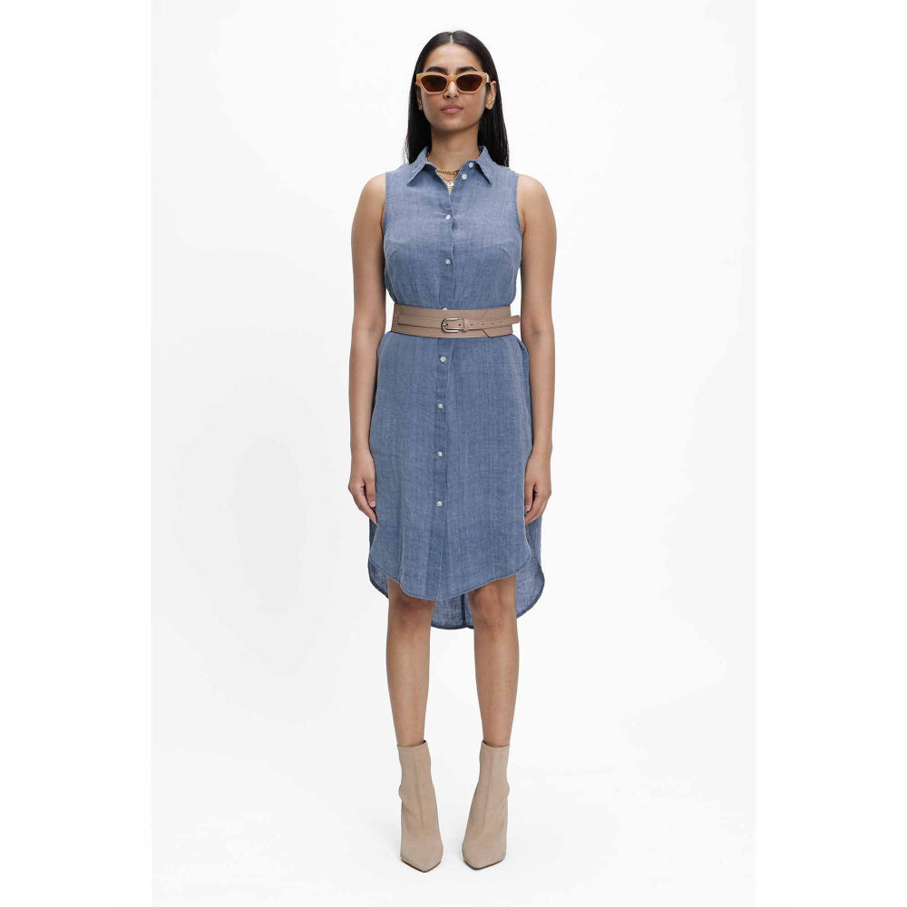 TERRA LUNA Ruelle Blue Solid Dress