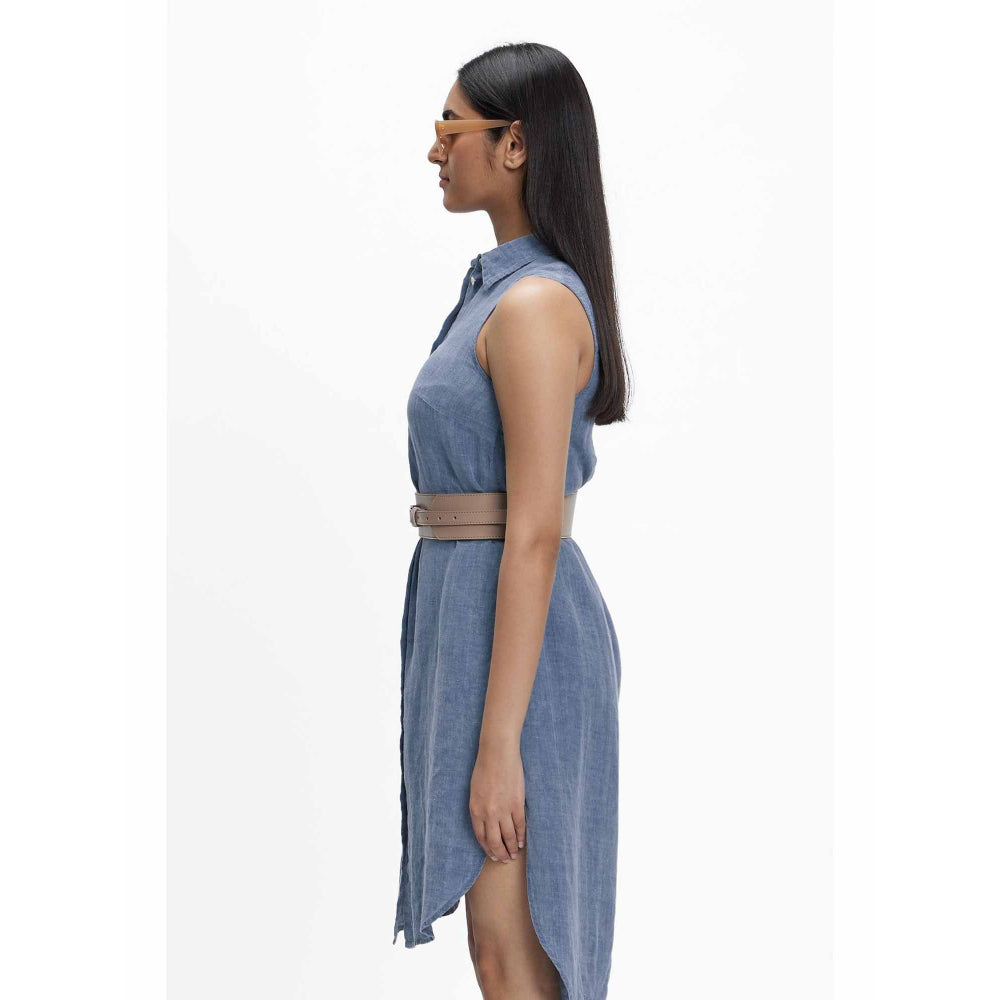 TERRA LUNA Ruelle Blue Solid Dress