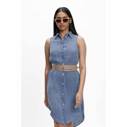 TERRA LUNA Ruelle Blue Solid Dress