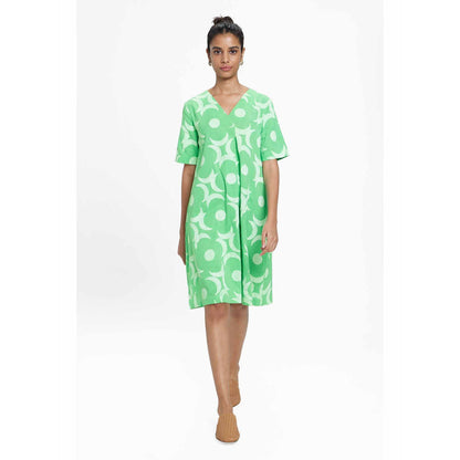 TERRA LUNA Grace Green Printed Dress